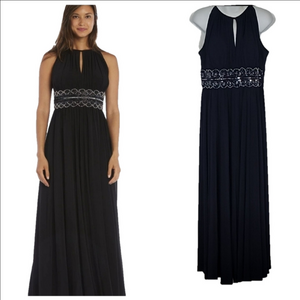 R&M Richards Black Beaded Dress navy blue